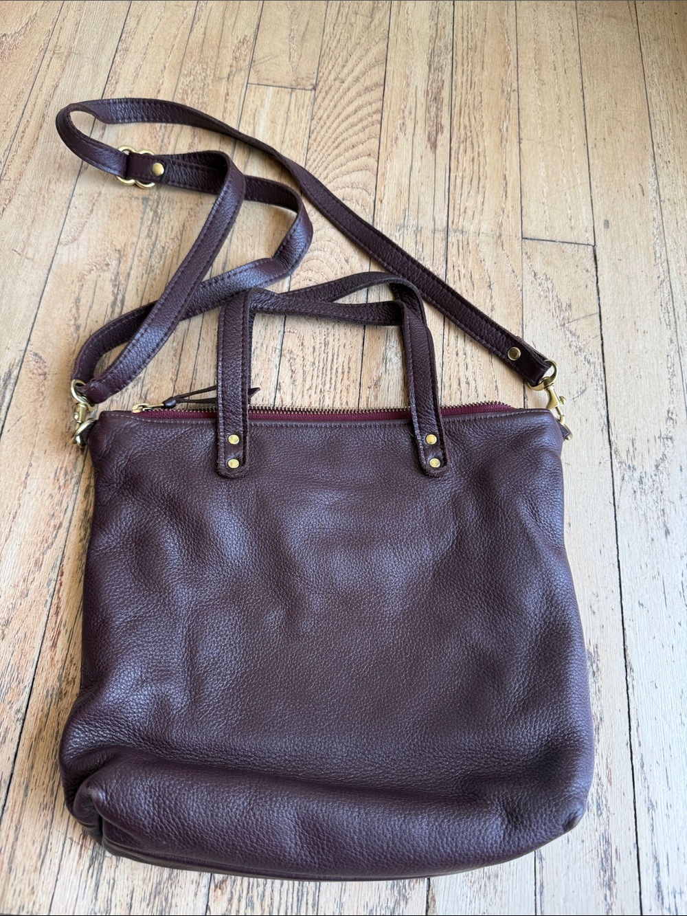 Umbrella Collective midi day Leather Tote in Dark Brown